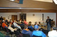 Leigh speaking in Albany Public Library