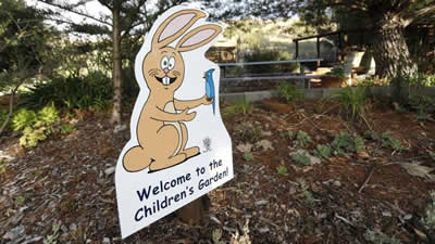 bunny on children's garden sign