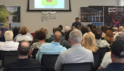 Leigh talking at the D & C Digital Building