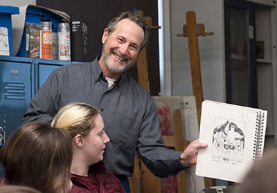 Leigh discusses cartooning with RIT students